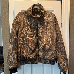 Vintage Men’s Large Browning Camouflage Zip-Up Jacket with Mossy Oak Camouflage